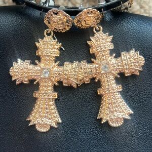 gold cross earrings